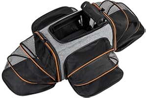 GoHimal Pet Carrier Airline Approved Pet Carrier,4 Sides Expandable Cat Carrier Bag Large Soft Sided Pet Travel Carrier Dog Carrier Backpack with Remove Fleece Pad (Orange-Large)