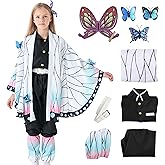 VZQI Halloween Cosplay Kids Costumes Kochou Shinobu Girls Anime Kimono Halloween White Cloak