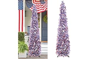 Gocvo 4th of July Decorations Patriotic Decoration 5ft Pop up Tree Memorial Day Decor American Red White and Blue Decorations
