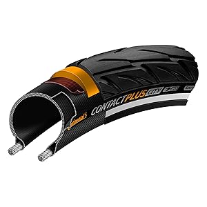 Continental Contact Plus Travel Bike Tire - E-Bike Rated, SafetyPlus Puncture Protection, All Terrain Bicycle Tire (26", 28")