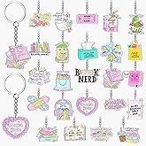Cunno Pink Book Club Keychain Book Lovers Gift Bookish Party Favors Reading Acrylic Keyring for Readers Librarian Bookworm