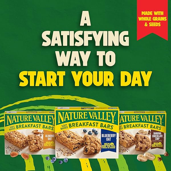 NATURE VALLEY SOFT BAKED BREAKFAST BARS, ALMOND OAT, MORNING SNACKS, 5 BARS, 8.85 OZ
