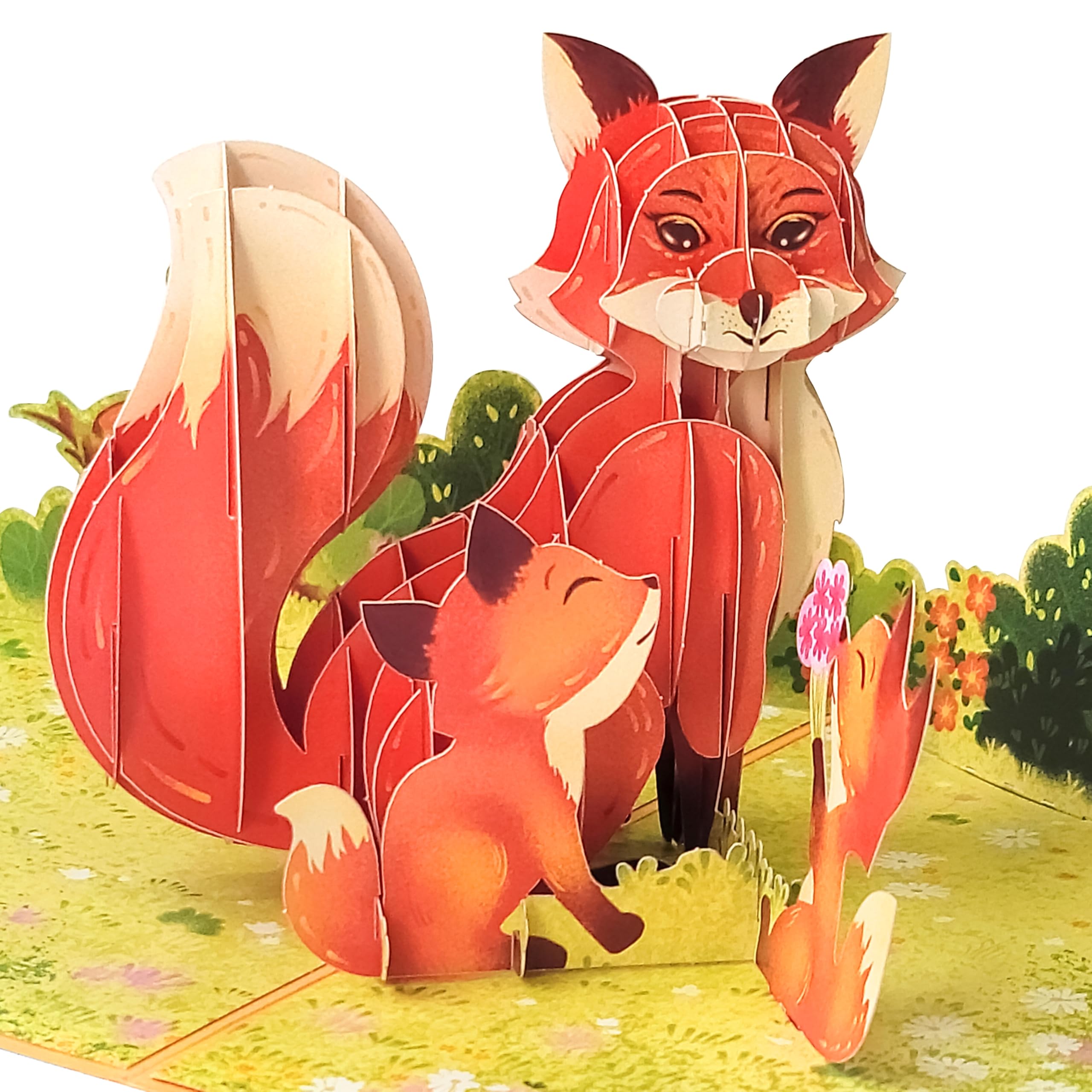 Magic Moments® World's Best Mom Pop Up Card – 3D Mother's Day Pop-Up Card for Mum & Grandma – Adorable Fox Family 3D Greeting Card with Magic Envelope