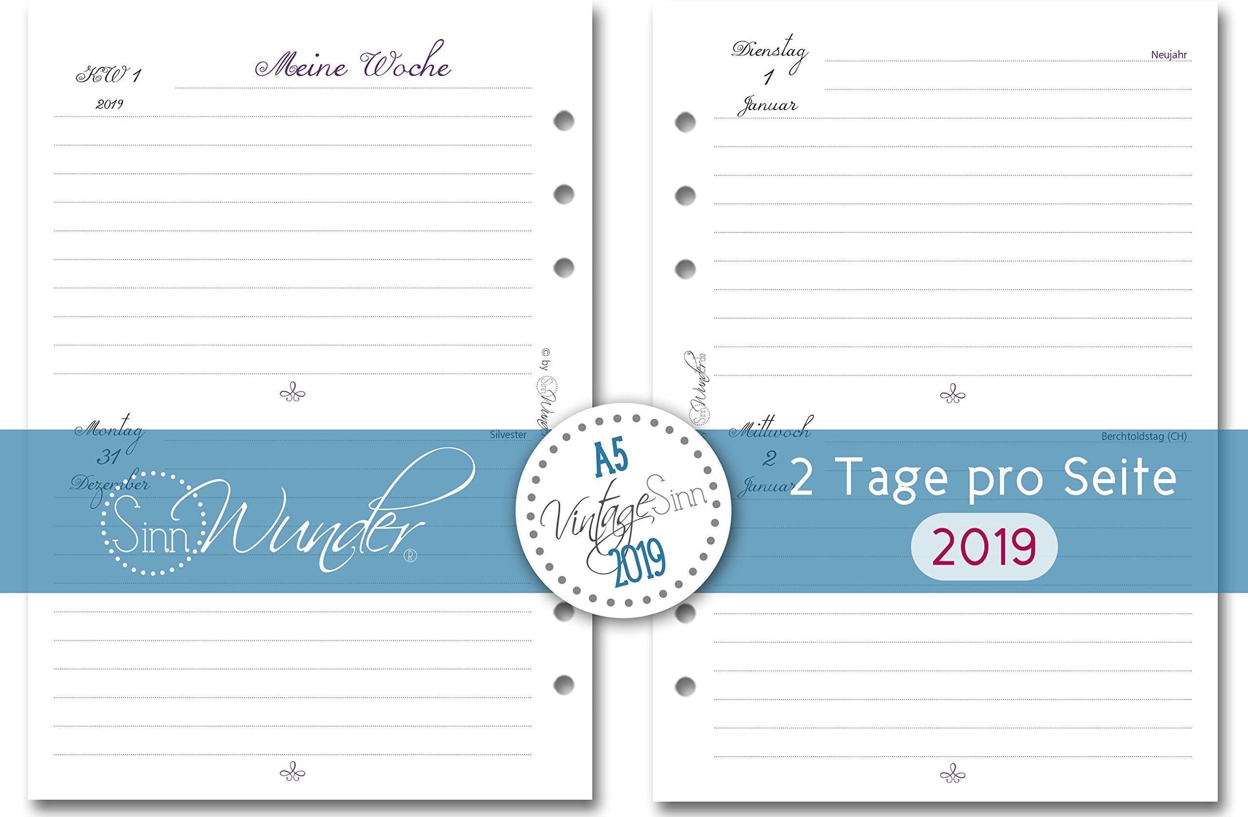 Sense of Wonder 2019 Premium 2 Days/Page Diary Vintage Sense DIN A5 2019 VintageSinn