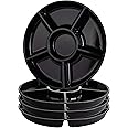 PLASTICPRO 6 Sectional Round Plastic Serving Tray/Platter (4, Black)