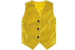 KKmeter Boys Girls Sequin Waistcoat Sleeveless Hip-hop Jazz Dance Stage Performance Costume Vest Tops