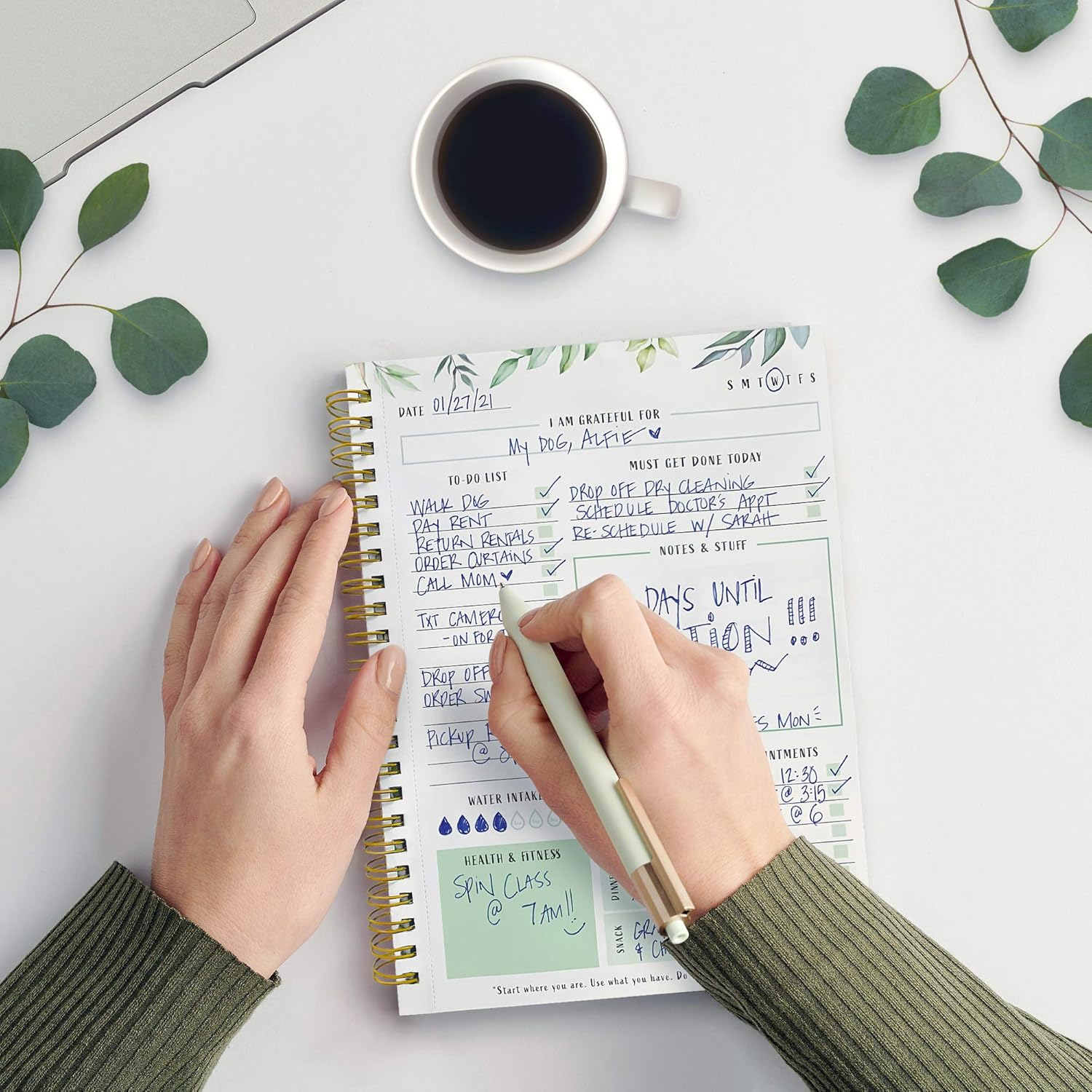 Simplified Greenery To Do List Notebook - Beautiful Daily Planner Easily Organizes Your Daily Tasks And Boosts Productivity - The Perfect Journal And Undated Office Supplies Notepad For Women : Office Products