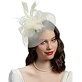 Cizoe Tea Party Fascinator Hats for Womens 50s Headwear with Veil Flower Cocktail Wedding Church Derby Hat