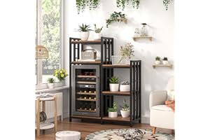 YCHF 6-Tier Kitchen Bakers Rack, Utility Storage Shelf, Mini Fridge & Microwave Oven Stand Table, Coffee Bar, Adjustable Shelves Freestadning for Kitchen Home Office