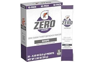 Gatorade G Zero Powder, Grape, 0.10oz, Pack of 10
