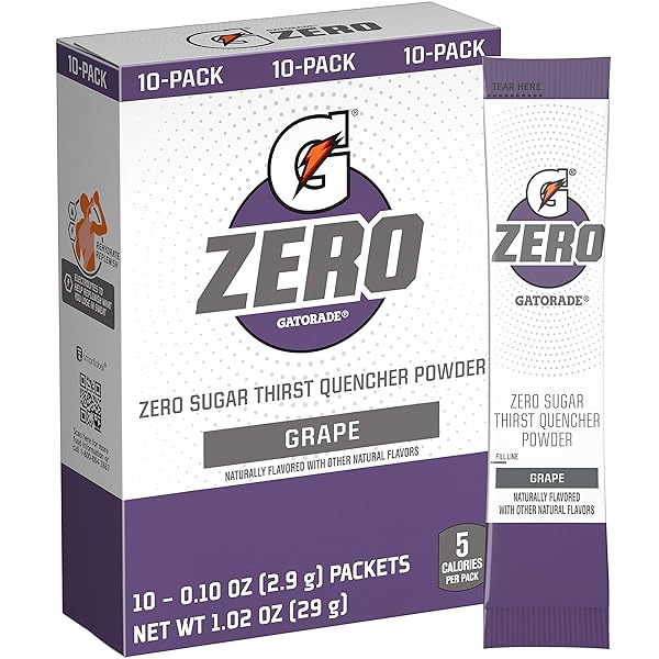 GATORADE G ZERO POWDER, GRAPE, 0.10OZ, PACK OF...
