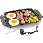 AshGlen Small Electric Griddle Nonstick, Griddle Pan Electric, Parrilla El&eacute;ctrica Para Cocinar, 12-Inch Ceramic Coating Pancake Griddle Electric, Indoor Griddle Grill Electric, PFOA Free, Graphite
