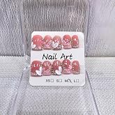 Handmade Press on Nails Square Short Fake Nails Pink French Tip with 3D Flower Designs Rhinestones Glossy luxury Cute Acrylic