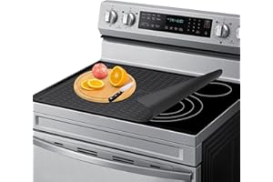 IYYI Stove Top Cover for Electric Stove, Stove Cover 28x20inch, Heat Resistant Stove Top Mat, Silicone Stove Mat for Glass Top Stove, Dish Drying Mat for Kitchen (Black, XL)