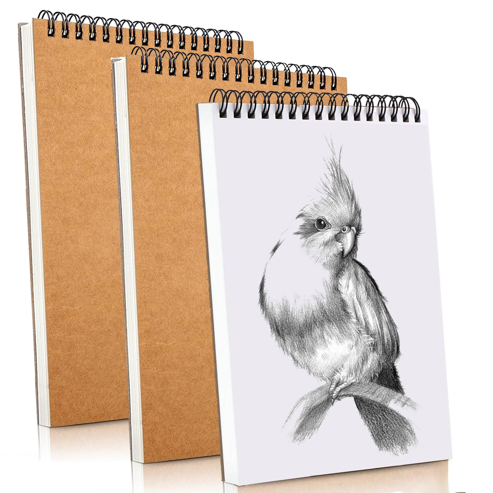 Sketch Book Pad, 3 Pack A5 Drawing Book Spiral Bound, 60 Pages (30 Sheets), 160GSM Art Book, Durable Acid Free Sketchbook for Painting, memos, Graffiti and Artist Sketch Pad (Pack of 3, A5)