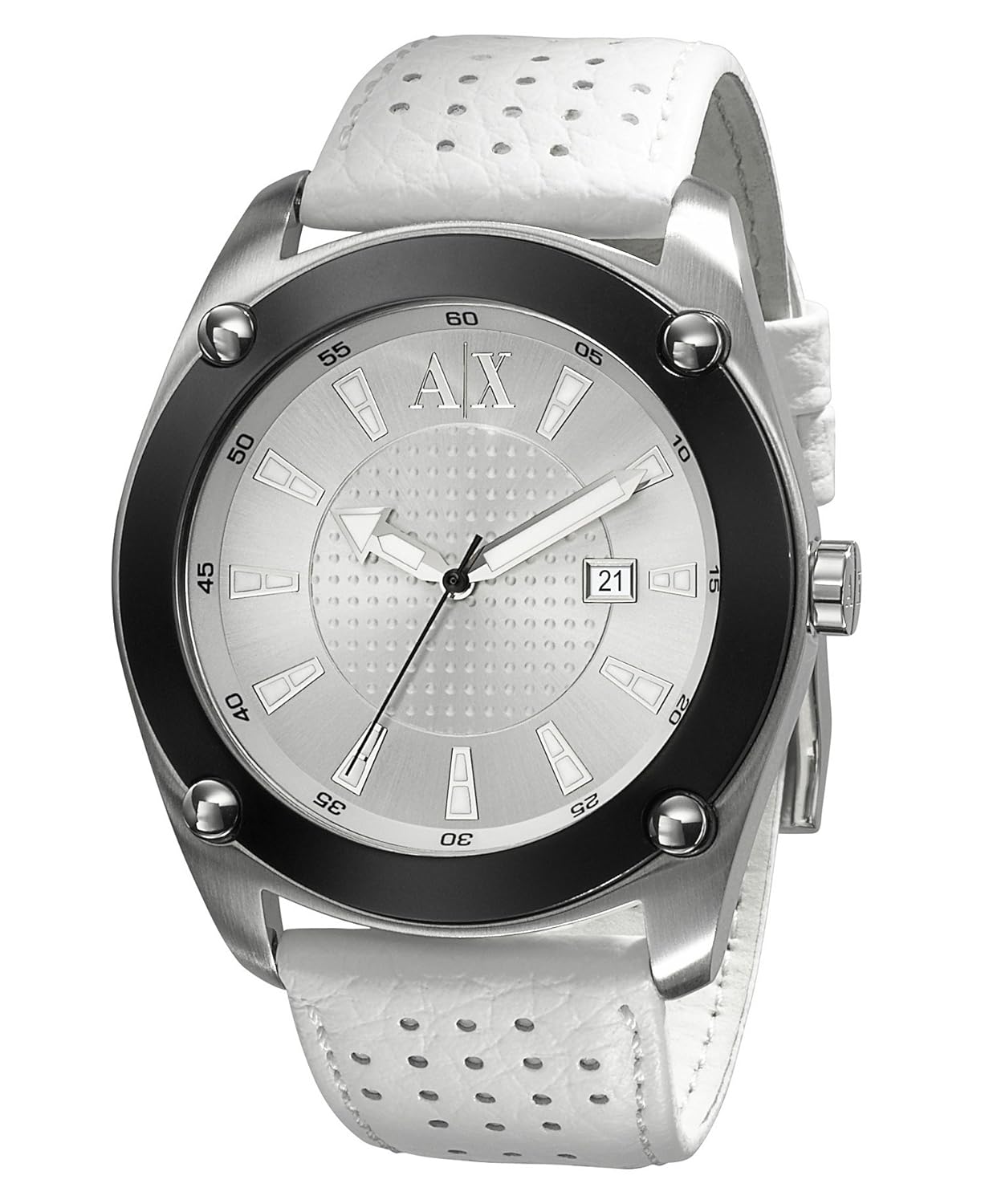 Armani Exchange White Leather Mens Watch AX1086 Amazon.co.uk Watches