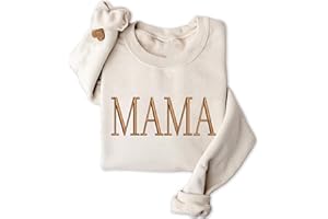 NAZENTI Mama Embroidered Crewneck Sweatshirt Mama with Heart on Long Sleeve Fashion Pullover Size S-4XL