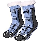 MQELONG Kids Slipper Fuzzy Socks Boys Girls Fluffy Fleece Lined Warm Plush Sherpa Winter Non Slip Christmas Home Socks