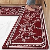 ROTTOGOON Kitchen Floor Mat Set of 2, Cushioned Anti Fatigue Kitchen Mat 17"x59"+17"x29", Non-Slip Waterproof Kitchen Rug, Premium PVC Comfort Kitchen Mats and Rugs for Kitchen, Office, Home, Laundry