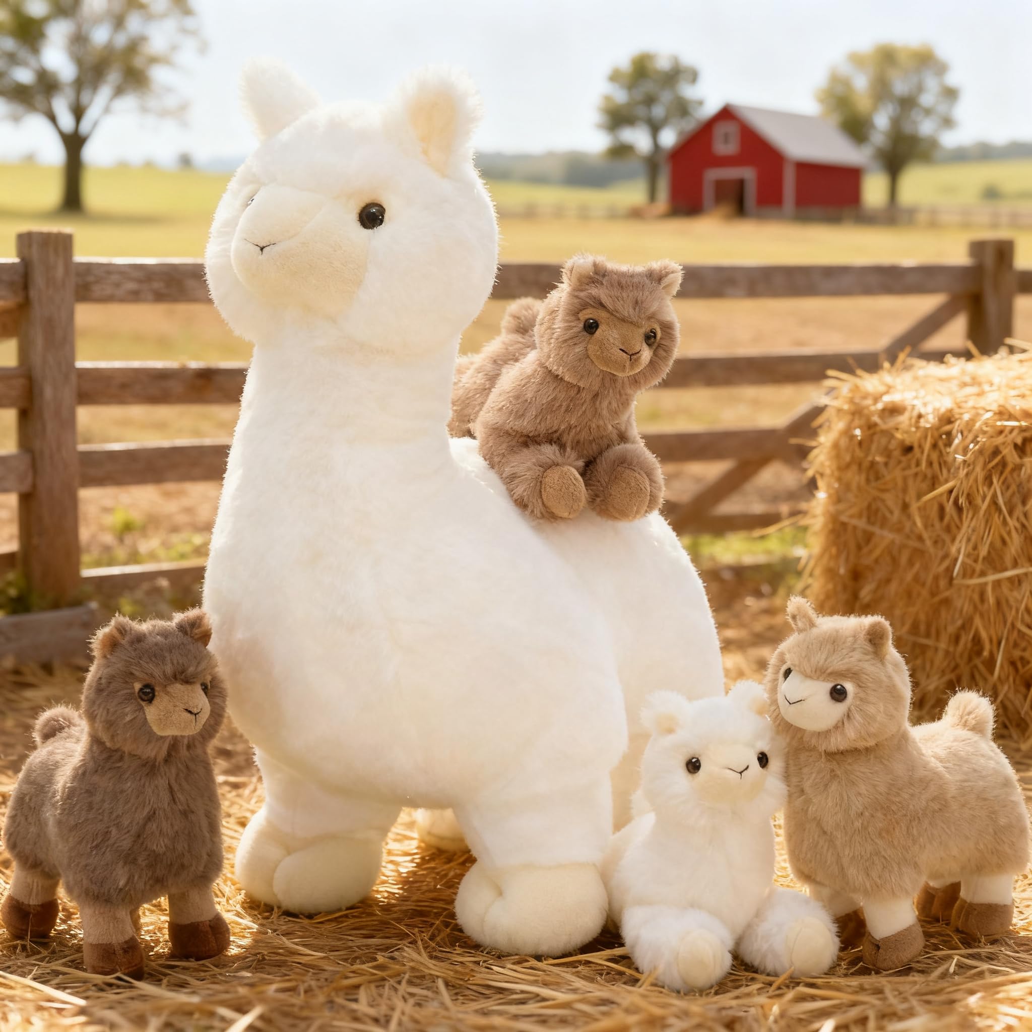 MorisMos Big Alpaca Teddy Soft Toy, 45cm Mom with 4 Cuddly Baby Inside, Giant Fluffly Alpaca Stuffed Animal, Realistic Kawaii Plush Gift for Kids Birthday Valentine's Day — image 1