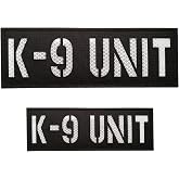 2 Pack Reflective K-9 Unit Patch Reflective Back Panel K-9 Unit Patch with Hook and Loop One Small and One Large (Black-White)