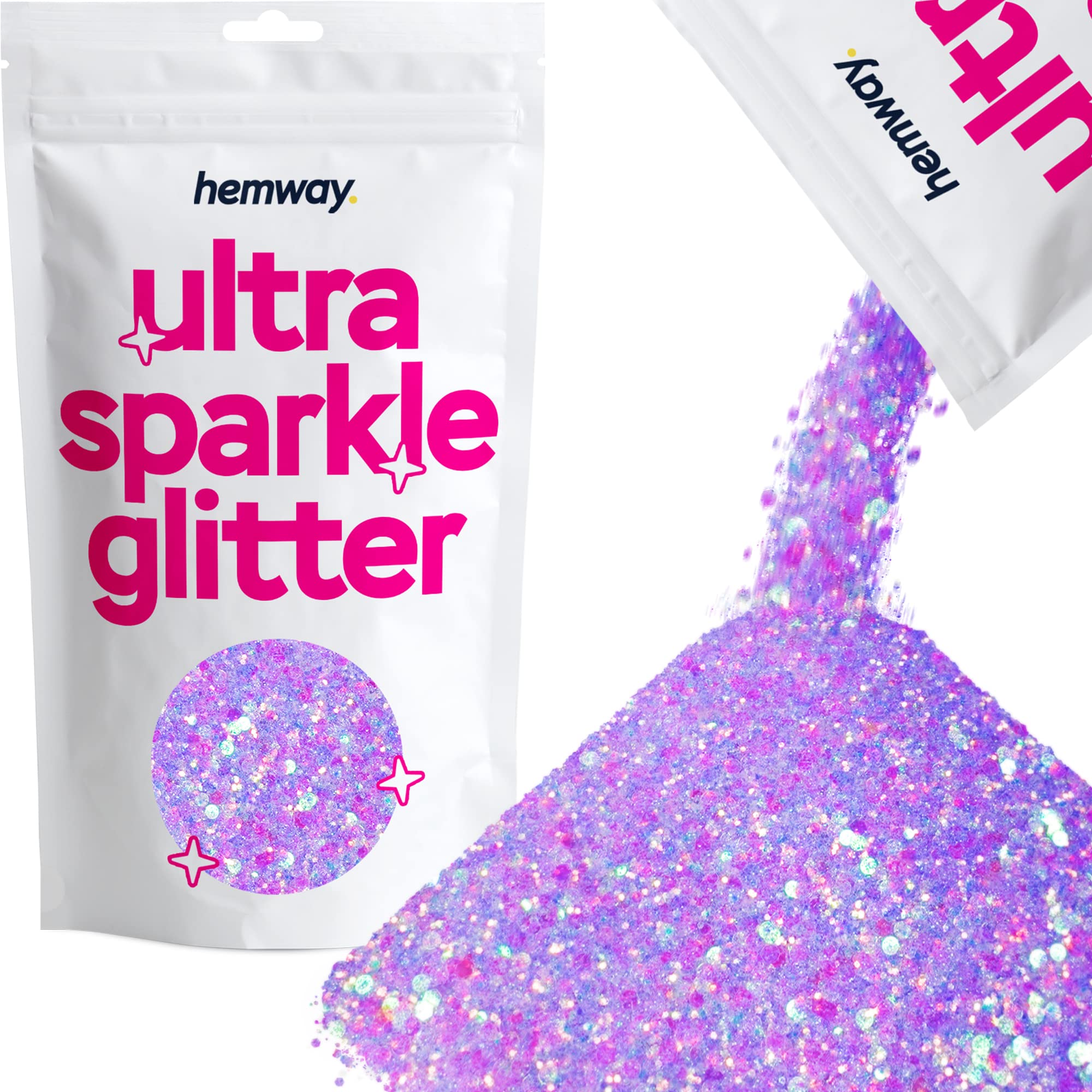 Hemway Ultra Sparkle Glitter Mermaid Pink Mix 100g Mixed | Glitter for Arts & Craft, Makeup, Nail Art, Crafting, Card Making, Sparkle Decoration