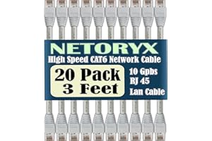 NETORYX Bulk of 20 Pack Cat 6 Ethernet Cable - Computer LAN Network Cord - Made in Québec, Made by high Standard Components f