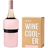 Huski Wine Chiller | Award Winning Iceless Design | Keeps Wine Cold up to 6 Hours | Next Generation Ice Bucket | Fits Some Champagne Bottles | for Wine Lovers (Pink)