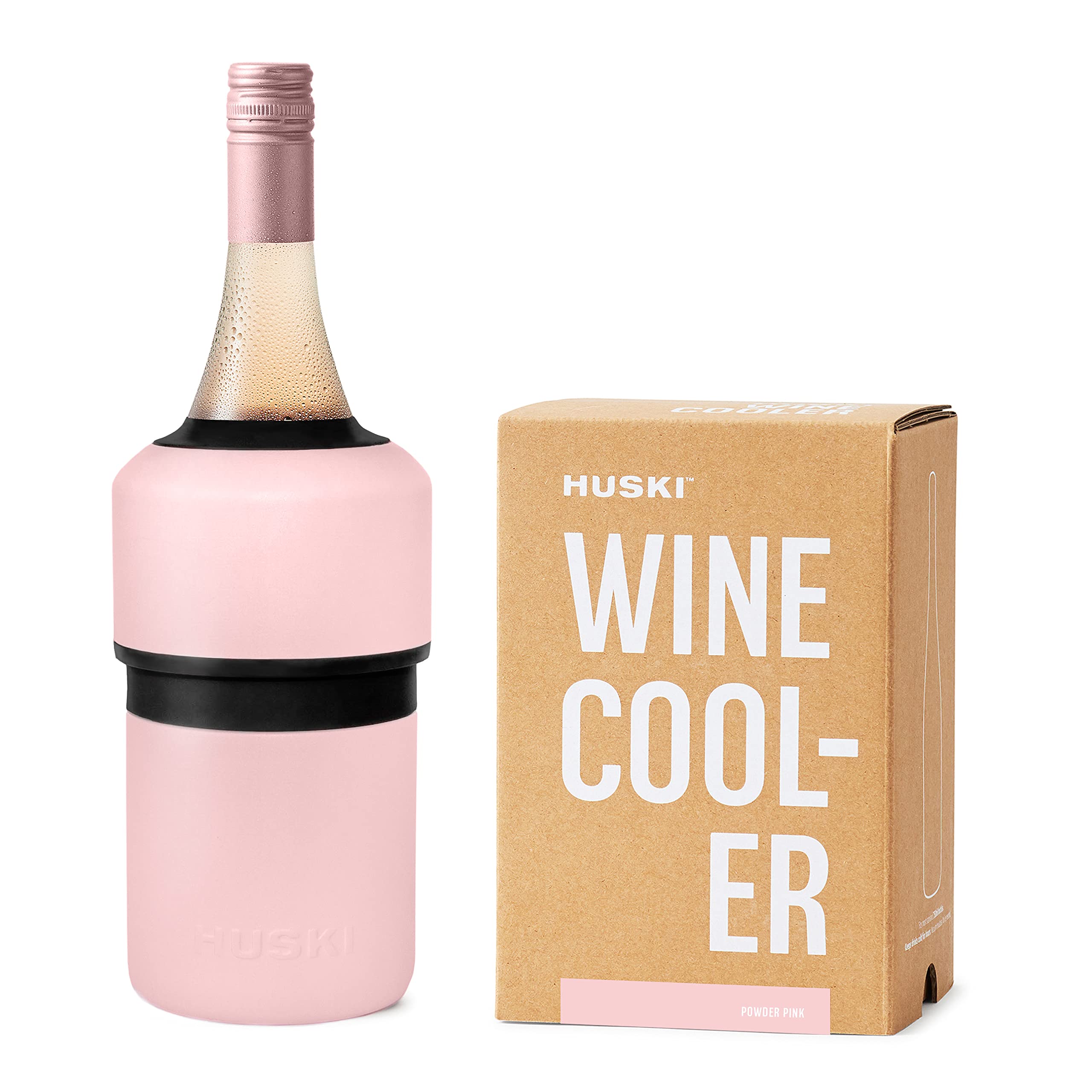 Huski Wine Cooler | Award Winning Iceless Design | Keeps Wine Cold up to 6 Hours | Wine Accessory | Next Generation Ice Bucket | Fits Some Champagne Bottles | Gift for Wine Lovers (Powder Pink)