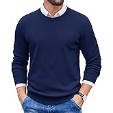 COOFANDY Mens Crewneck Sweater Dress Long Sleeve Pullover Sweater Knit Lightweight Sweaters