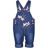 Peacolate 3months-3Years Baby Girls Denim Overalls Embroidery Bib Pants Jeans Jumpsuit
