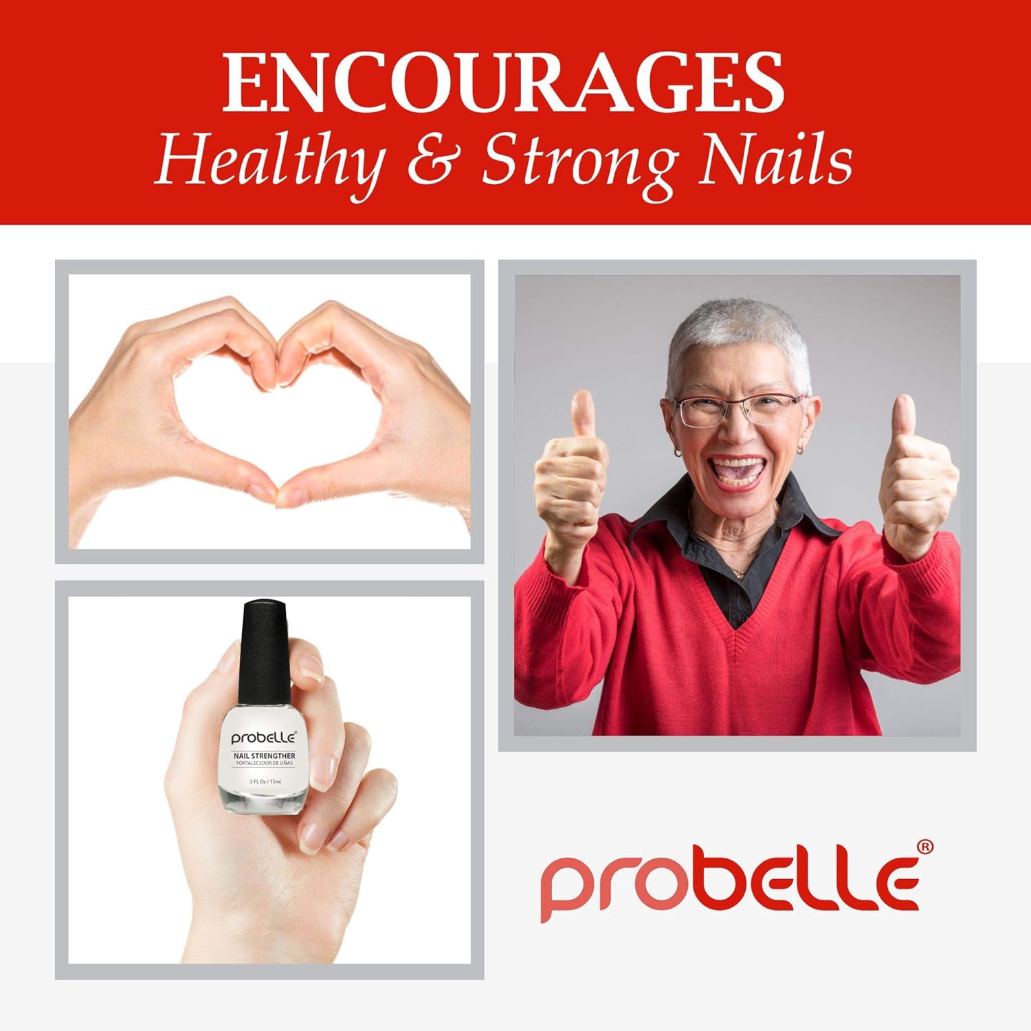 Probelle Nail Strengthener, Strengthens and Improves nail growth. Formaldehyde Free Formula, 0.5 oz : Beauty