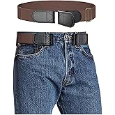 Magic Buckleless Men's Stretch Belts: Comfort Revolution- Hook-Loop Adjustable No Buckle Elastic Belt for Jeans Khaki, 32-48"