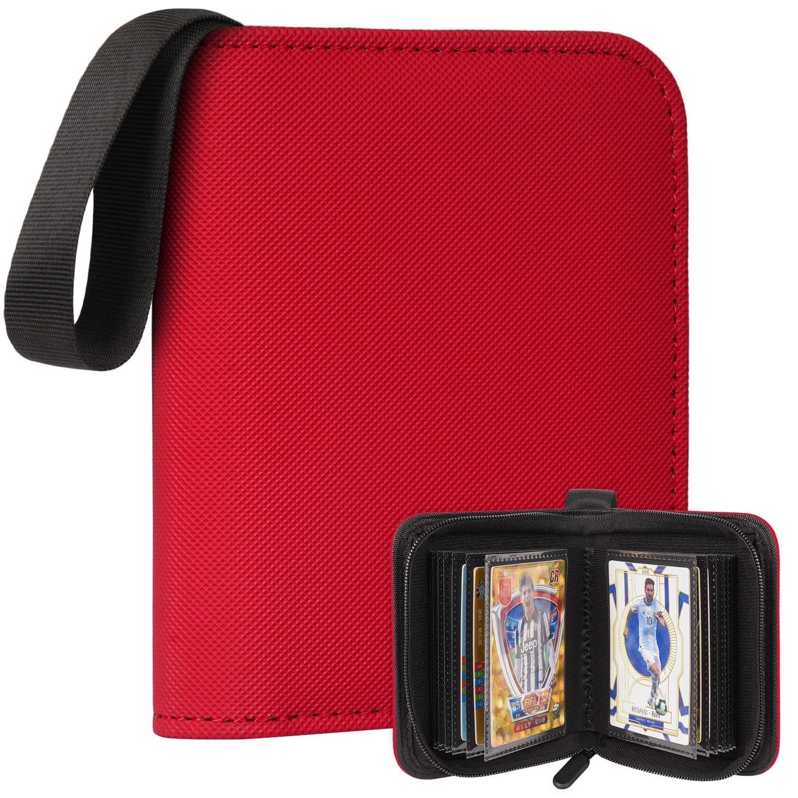 Photo 1 of 1 Pocket Card Binder – Collectible Trading Card Album, Single Card Holder with 20 Pages, Holds 40 Cards, Side-Loading Mini Binder for TCG, MTG, Sports, Baseball, Football, Small Sports Card Book,Red