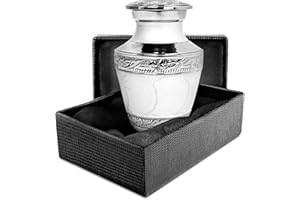 Trupoint Memorials Small Urns for Human Ashes Keepsake, Decorative Mini Cremation Urn for Adult Men and Women, Small Pearl with Silver Lining