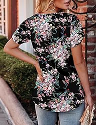 KISSMODA Women's Tunic Tops Casual V Neck Short