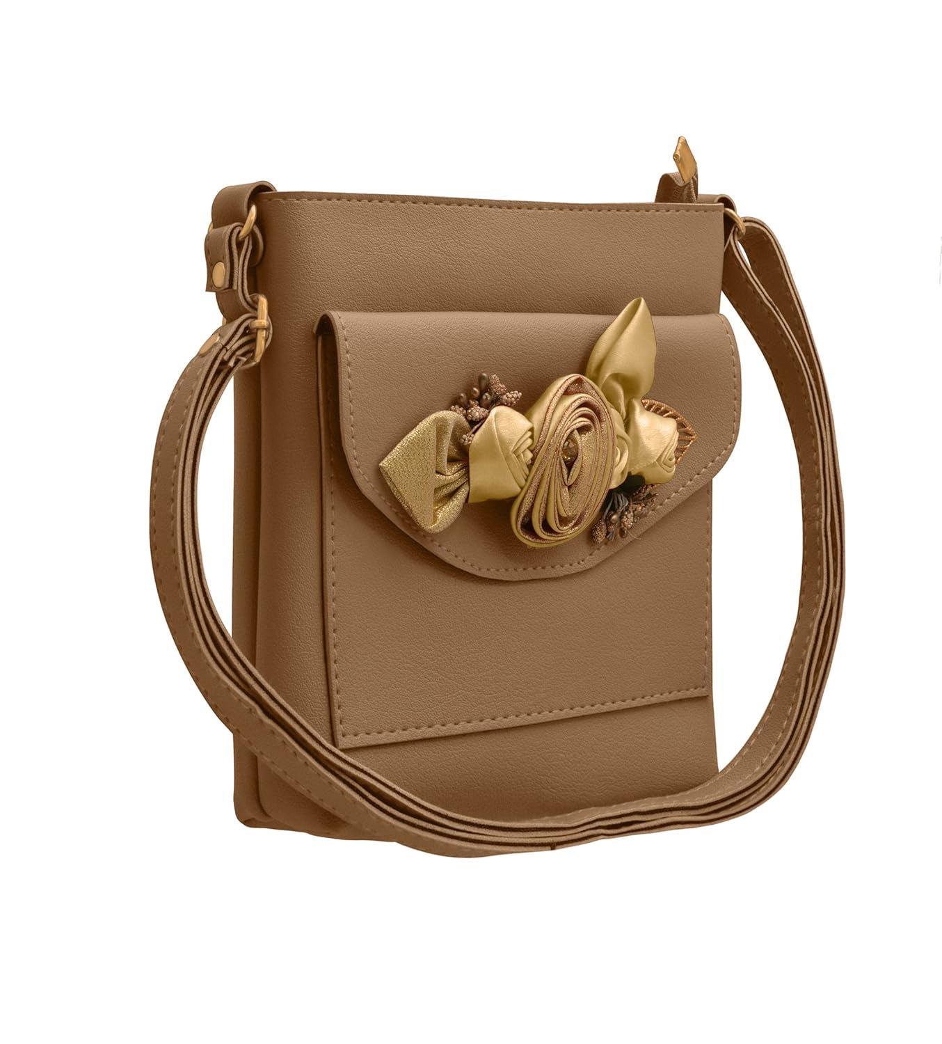 tap fashion fancy stylish party wear women's sling bag with 3d rose flower.
