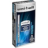 uni-ball Vision Rollerball Pens, Fine Point (0.7mm), Blue, 12 Count