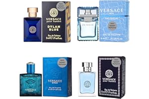 Versace Cologne for Men Set of 4 Mini Eros, Pour Homme, Dylan Blue, Eau Fraiche Perfume for Men Fragrance Sampler Set - Designer Mens Cologne Samples (4 Count, 0.17 oz)