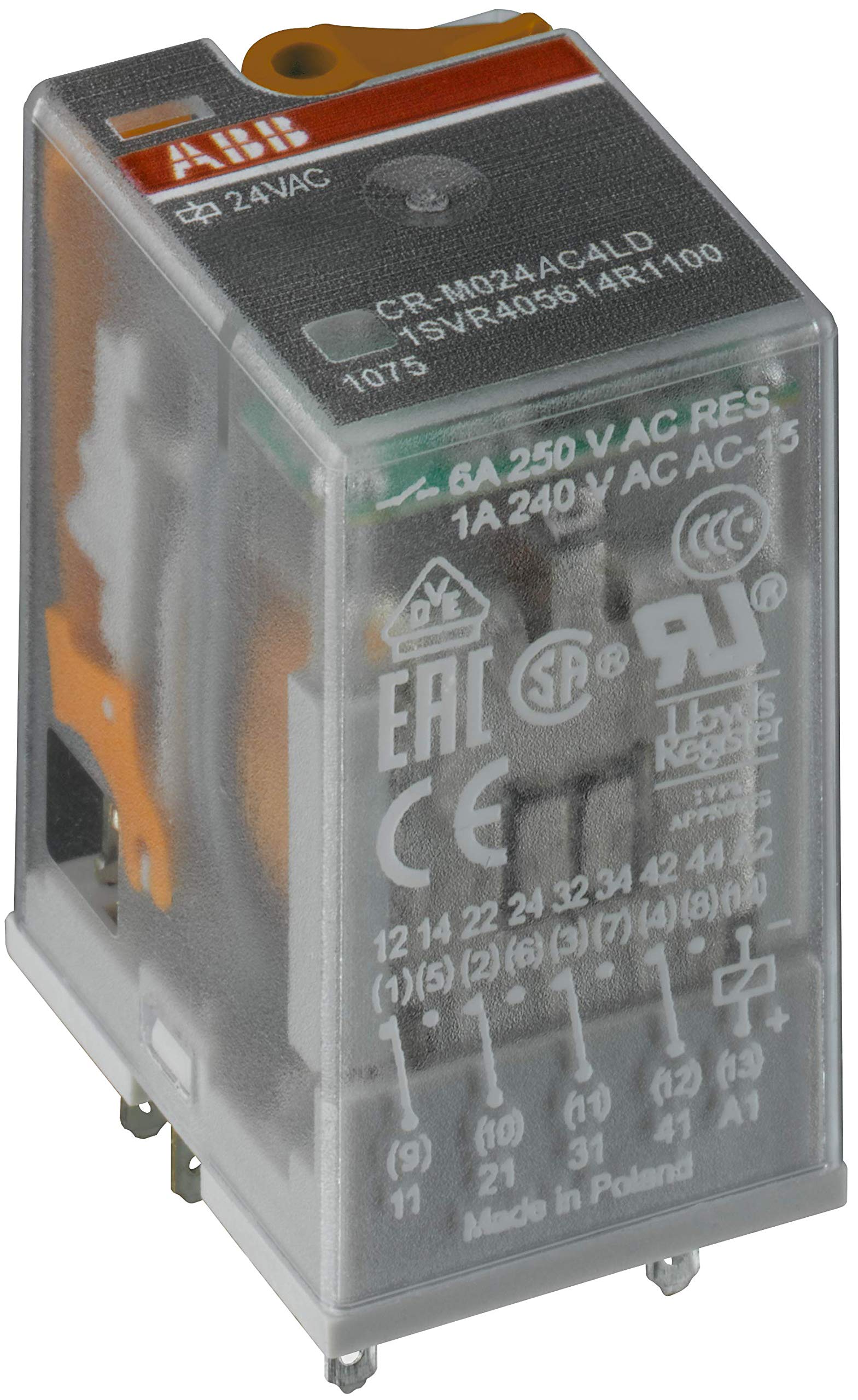 ABB CR-M110AC2L Pluggable Interface Relay 2c/o, A1-A2=110V AC, 250V/12A, LED (ABB1SVR405611R7100)