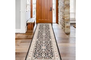 TOPRUUG Washable Runner Rug 2x7 - Hallway Runner Rug Kitchen Rugs and Mats Non Skid Washable Waterproof Carpet Runner for Living Room Bedroom Bathroom (Black, 2X7)