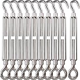1/2" Turnbuckle Lsqurel 10PCS 304 Stainless Steel Turnbuckle Hook and Eye Heavy Duty M12 Tensioner Adjustable Shade Sail Hardware for Tightening up Metal Cable Wire