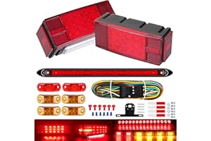LIMICAR Submersible Boat Trailer Lights, LED Trailer Lights for Utility Trailer, Stop Brake White Backup Reverse License Plate Lights with Wiring Harness, Side Marker, 3rd Light Bar for Boat RV Truck