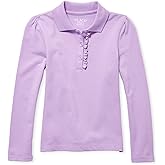 The Children's Place Girls' Long Sleeve Ruffle Pique Polo, Purple Prose Single, X-Large
