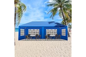 GAINVIEYEE 10'x20' Party Tent Outdoor Wedding Event Tents with 6 Removable Sidewalls, Large Event Tent Canopy Waterproof for Parties Patio Birthday All Season Outdoor Blue