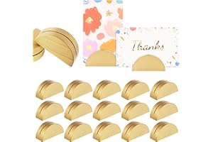 Qulkws 50 Pieces Gold Table Number Stands Semicircular Design Place Card Holders Wooden Tables Sign Holders Photo Menu Clips for Wedding Party Banquet Birthday Party Restaurant Office
