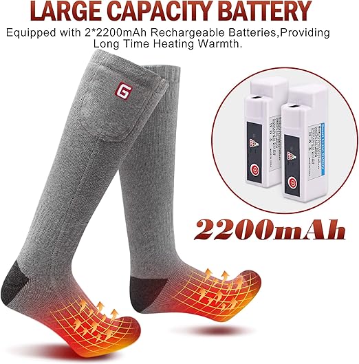 Greensha Elektrisch Beheizte Socken Mit Wiederaufladbarem Akku Unisex Thermo Sox Fusswarmer Fur Angeln Skifahren Wandern Jagd Grau Medium Amazon De Sport Freizeit