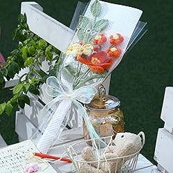 YOOJEE Crochet Yellow Rose Tulip Bouquet Graduation