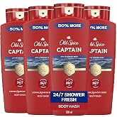 Old Spice Refreshing Body Wash for Men, 3X Defense, 24/7 Shower Fresh with Long Lasting Scent, Red Collection, Captain with Bergamot Scent, 24 oz (Pack of 4)