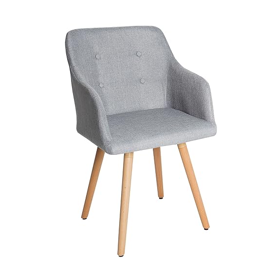 Design Stuhl grau SCANDINAVIA MEISTERSTÜCK Buche Gestell hellgrau mit Armlehne im Retro Trend Esszimmerstuhl Esszimmer